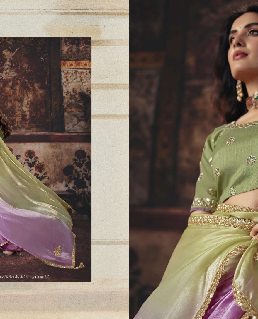 1005 - Pink & Green Designer Style Festive Wear Saree